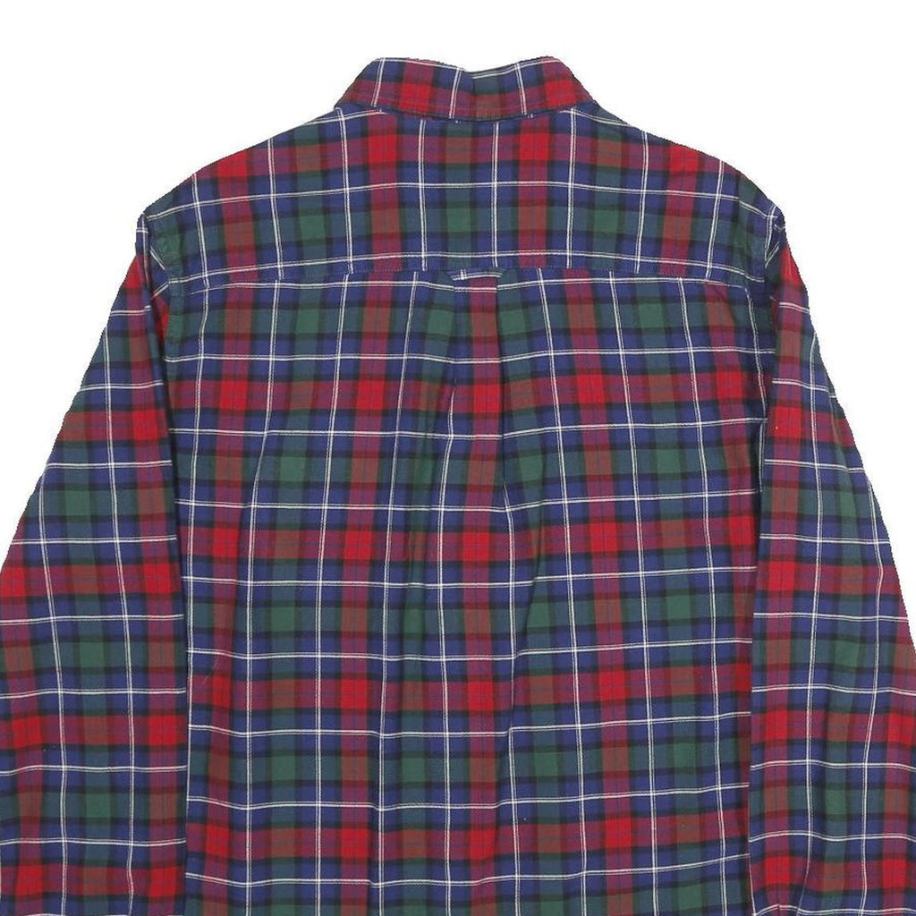 CHAPS Mens Red & Green Tartan Cotton Shirt M Button-Down Collar Long Sleeve