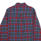 CHAPS Mens Red & Green Tartan Cotton Shirt M Button-Down Collar Long Sleeve