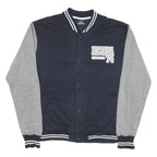 MV SPORT Mens Navy & Grey Nevada 74 Varsity Jacket L Cotton Blend Button Closure