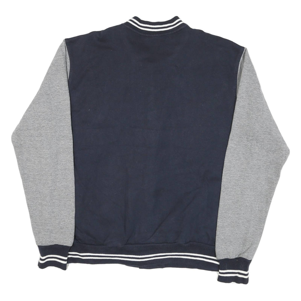 MV SPORT Mens Navy & Grey Nevada 74 Varsity Jacket L Cotton Blend Button Closure