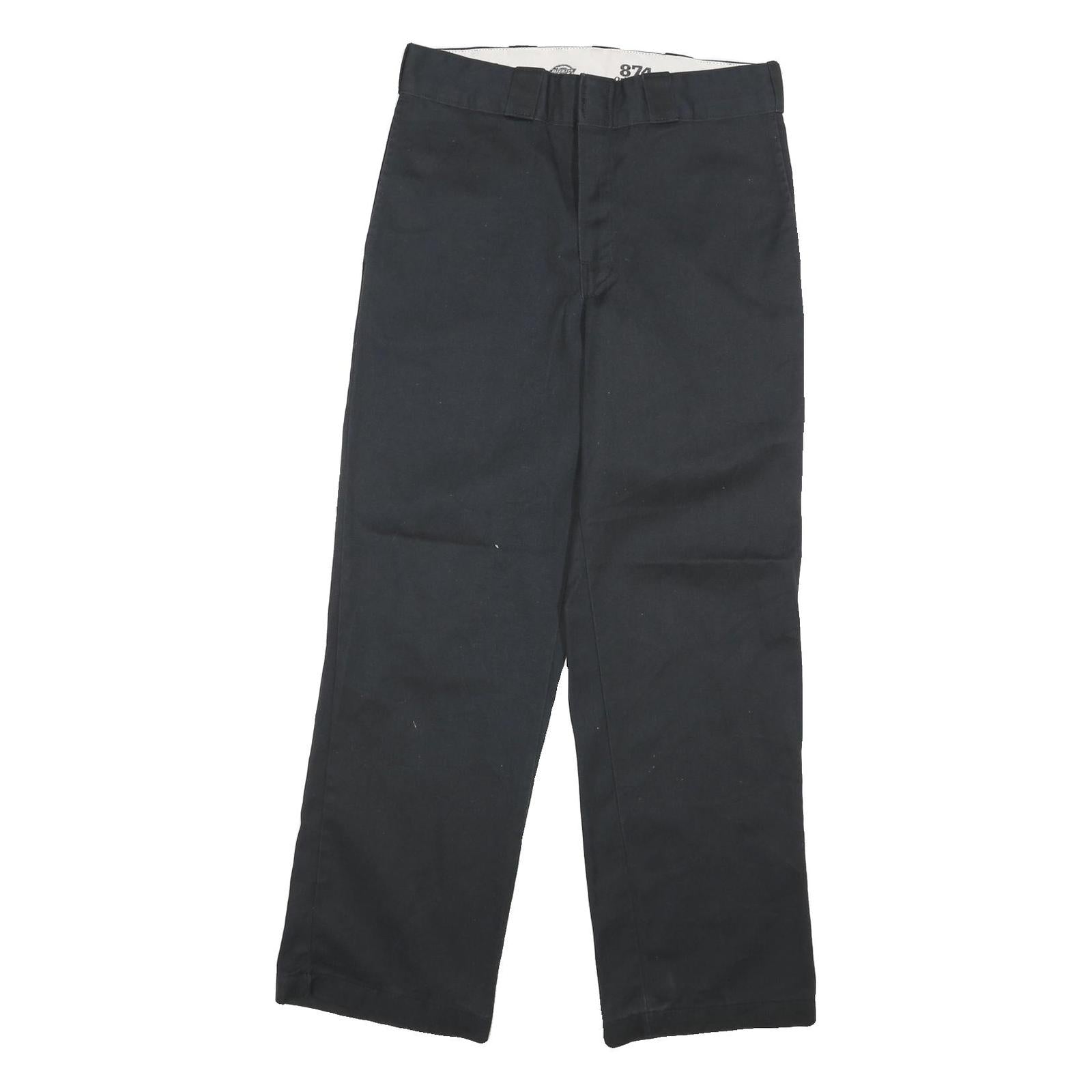 DICKIES Mens Cotton Blend Black Regular Fit Straight Leg Trousers W30 L29