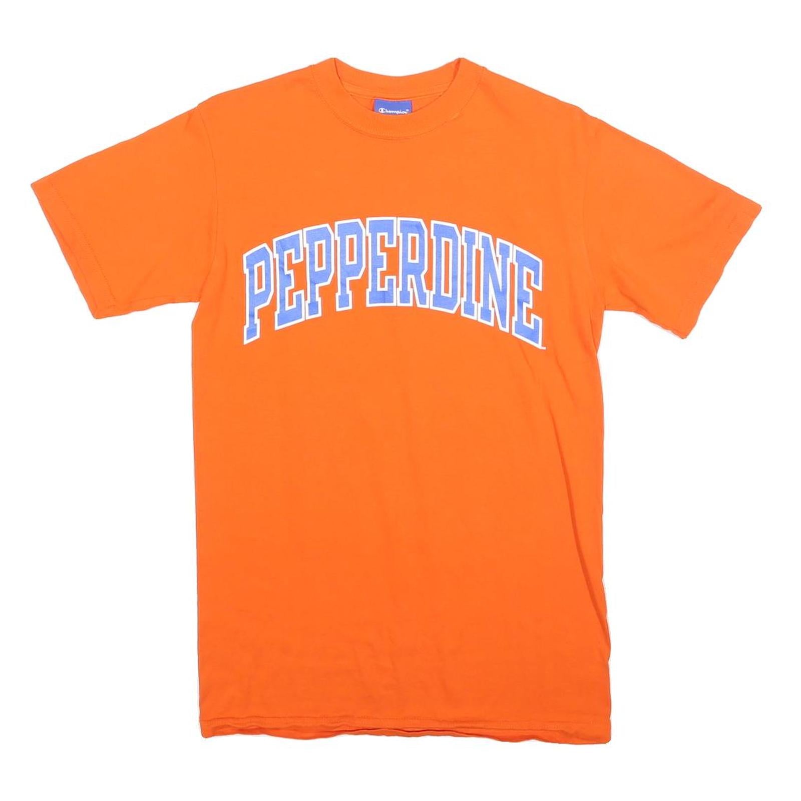 CHAMPION Mens Orange Pepperdine Graphic T-Shirt S Short Sleeve Crew Neck