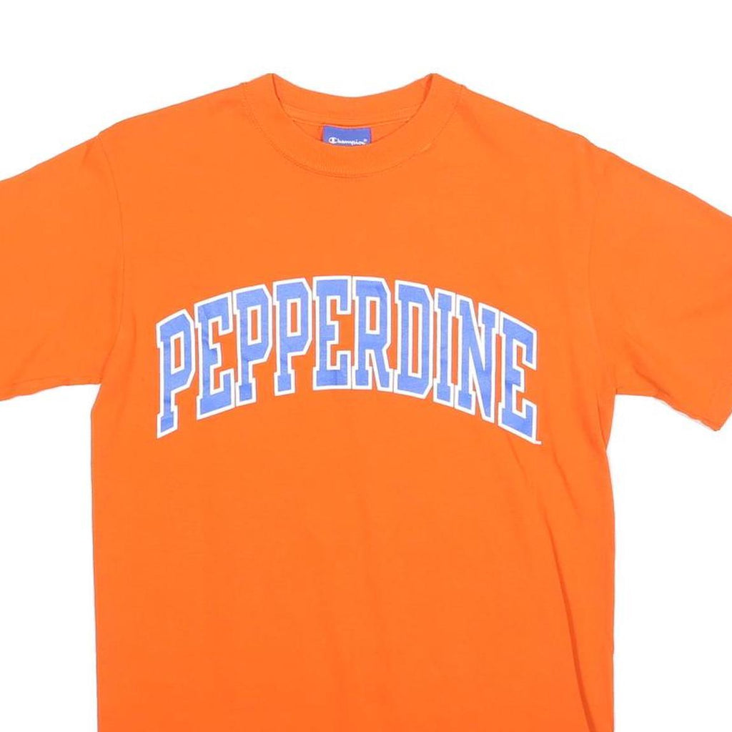 CHAMPION Mens Orange Pepperdine Graphic T-Shirt S Short Sleeve Crew Neck