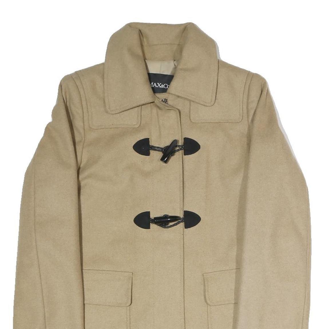 MAX&CO Womens Beige Zip Jacket UK 12 Polyester Blend Classic Fit Elegant Toggle