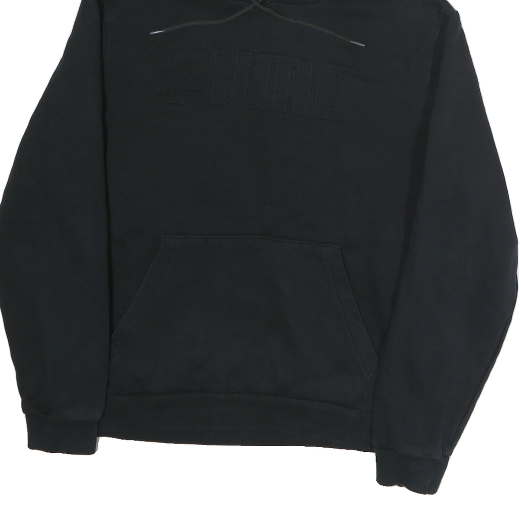 PUMA Mens Black Embossed Logo Pullover Hoodie L Cotton Casual Sportswear