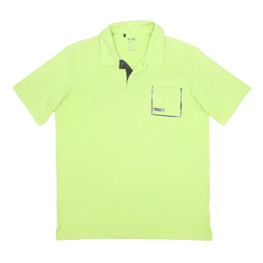 ADIDAS Mens Green Polo Shirt XL Polyester Blend Short Sleeve Basic Pocket
