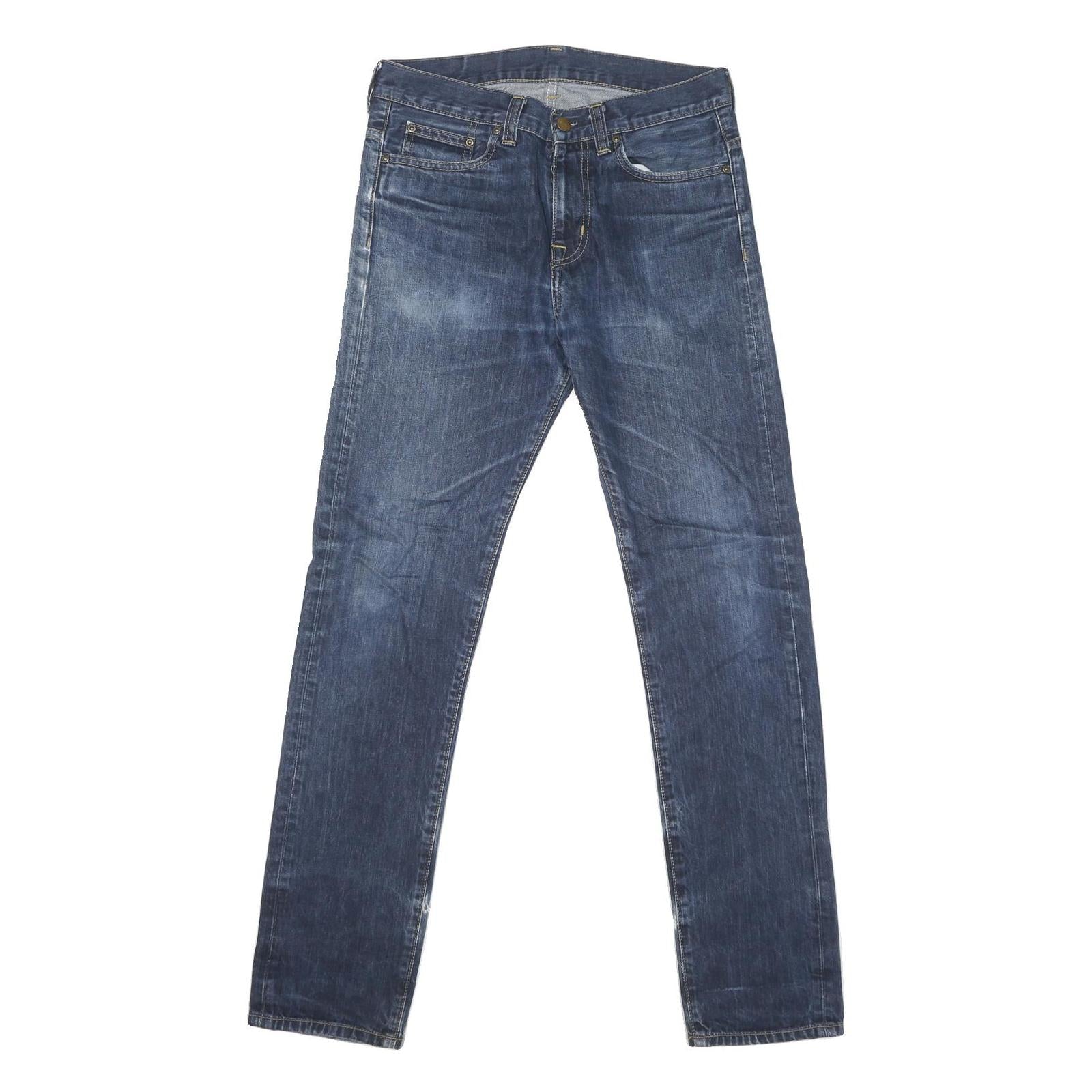 CARHARTT Mens Regular Fit Blue Denim Jeans W32 L31 Zip Pockets Casual Workwear