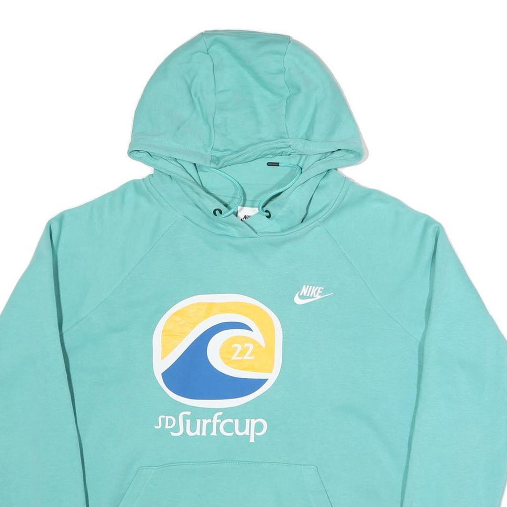 NIKE Mens Green & Blue Surf Cup Pullover Hoodie L Cotton Blend Casual