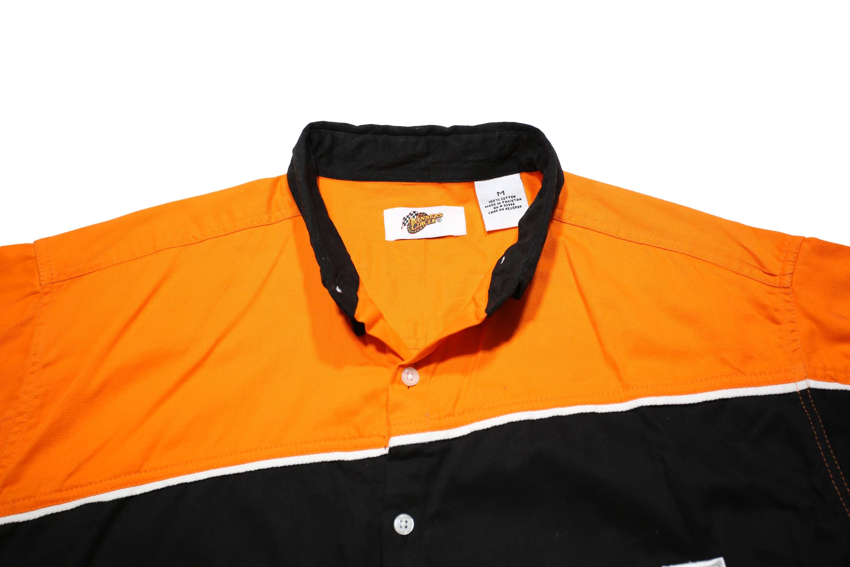 WINNER'S CIRCLE Mens Orange & Black Home Depot Cotton Shirt M Button-Down Collar