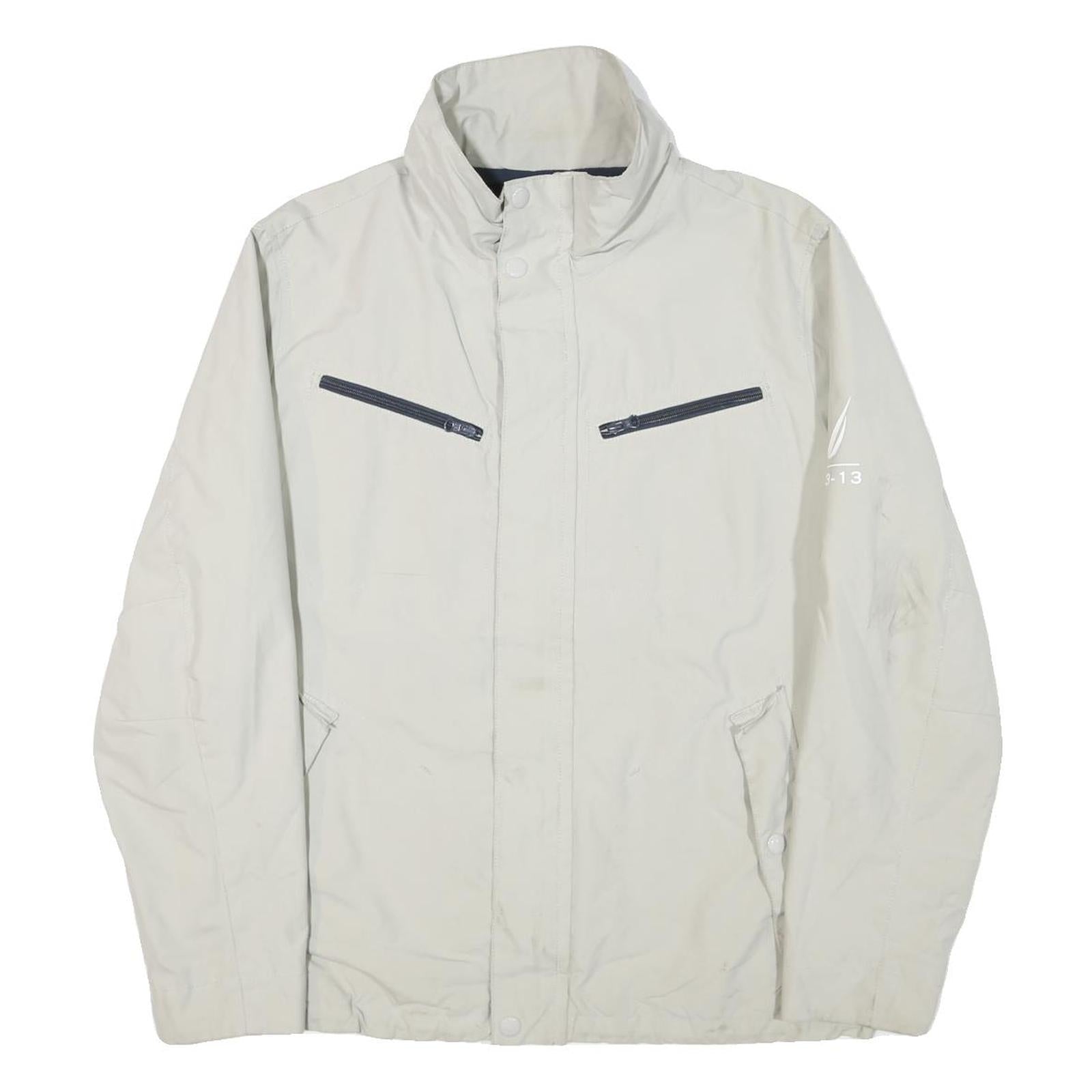 NAUTICA Mens Beige Zip Up Polyester Blend Casual Jacket L