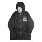 CHASECULT Mens Black Basket Team Varsity Nylon Jacket M Zip Hooded Basketball