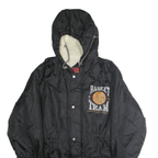 CHASECULT Mens Black Basket Team Varsity Nylon Jacket M Zip Hooded Basketball