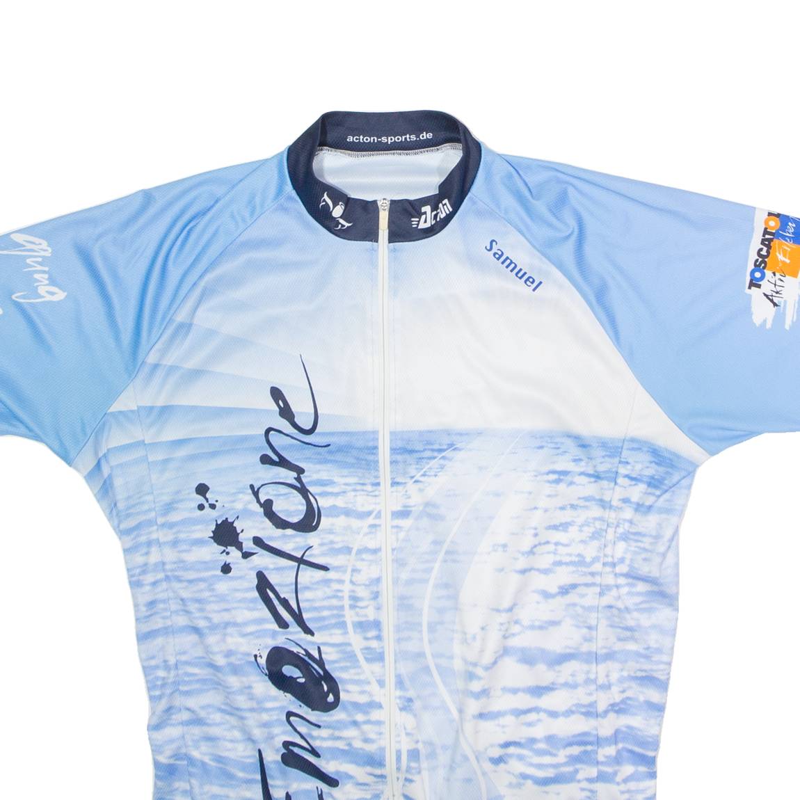 ACTION Full Zip Cycling Mens Jersey Blue High Neck XL