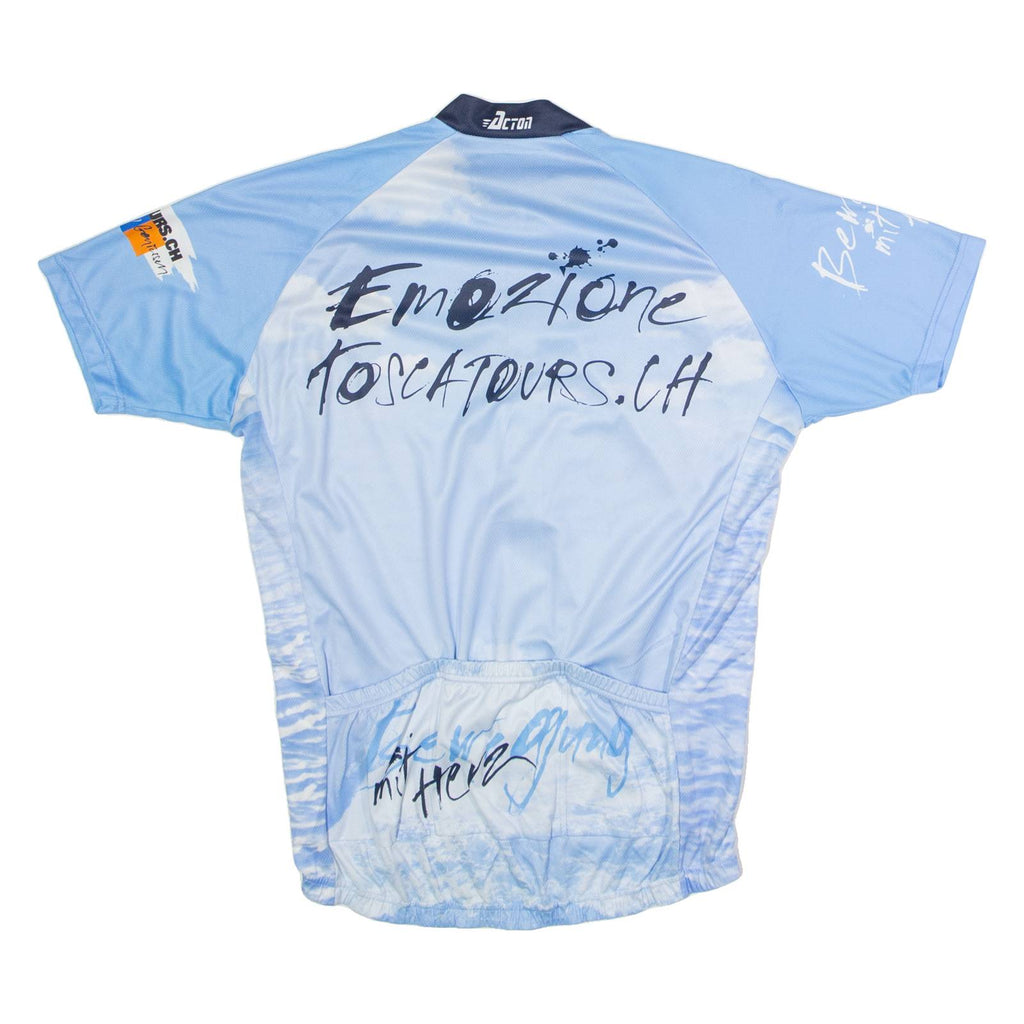 ACTION Full Zip Cycling Mens Jersey Blue High Neck XL