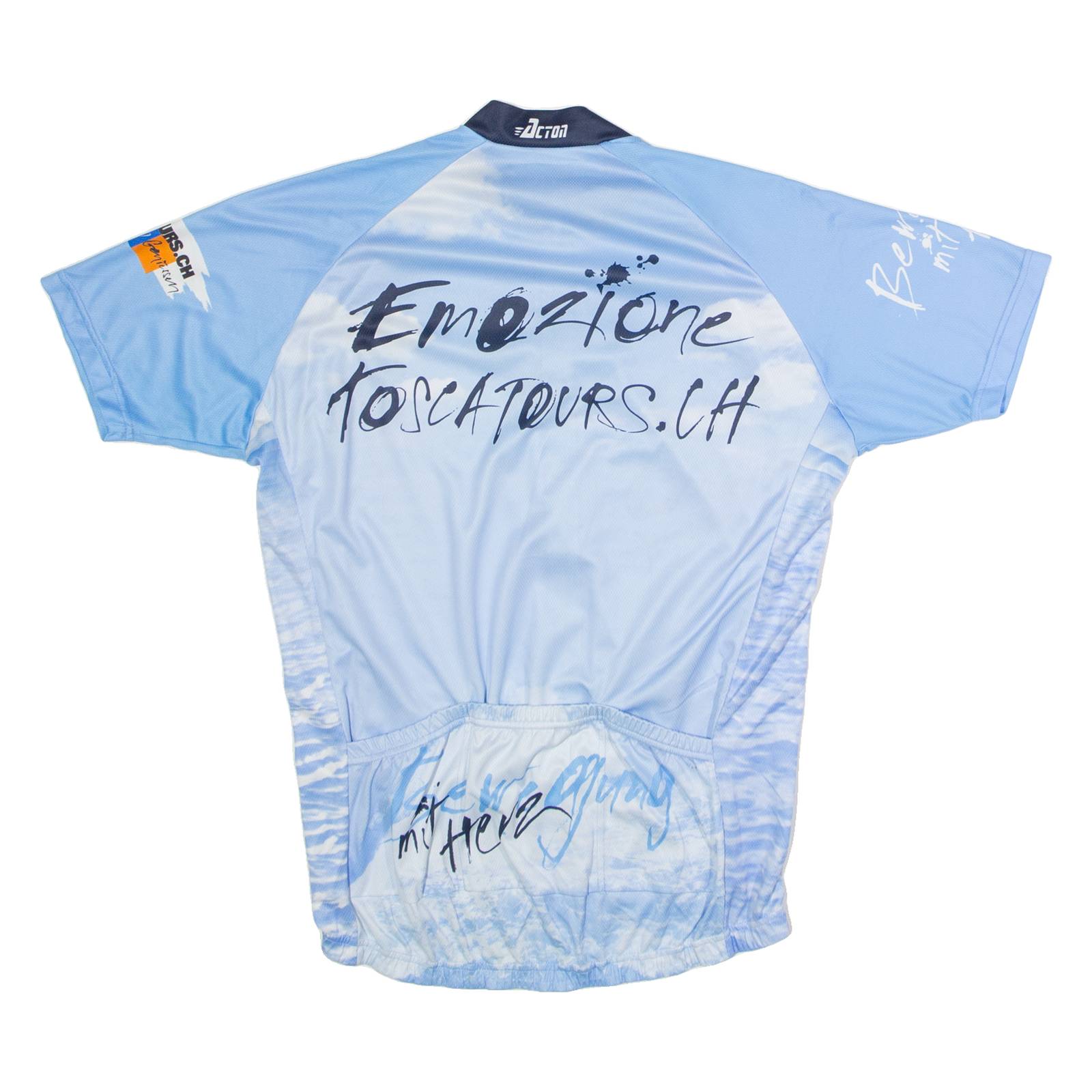 ACTION Full Zip Cycling Mens Jersey Blue High Neck XL
