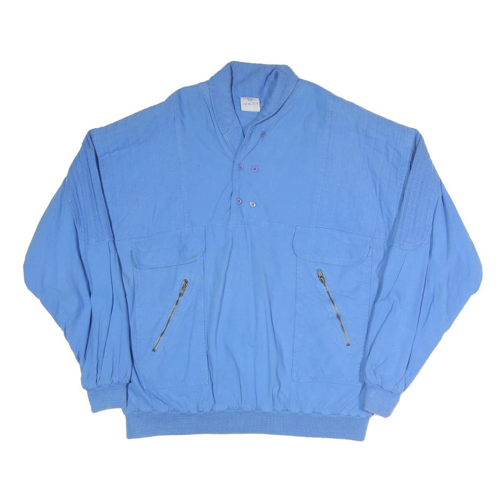 NEW FAST Mens Blue Jacket L Polyester Blend Button Closure Ribbed Collar Pockets