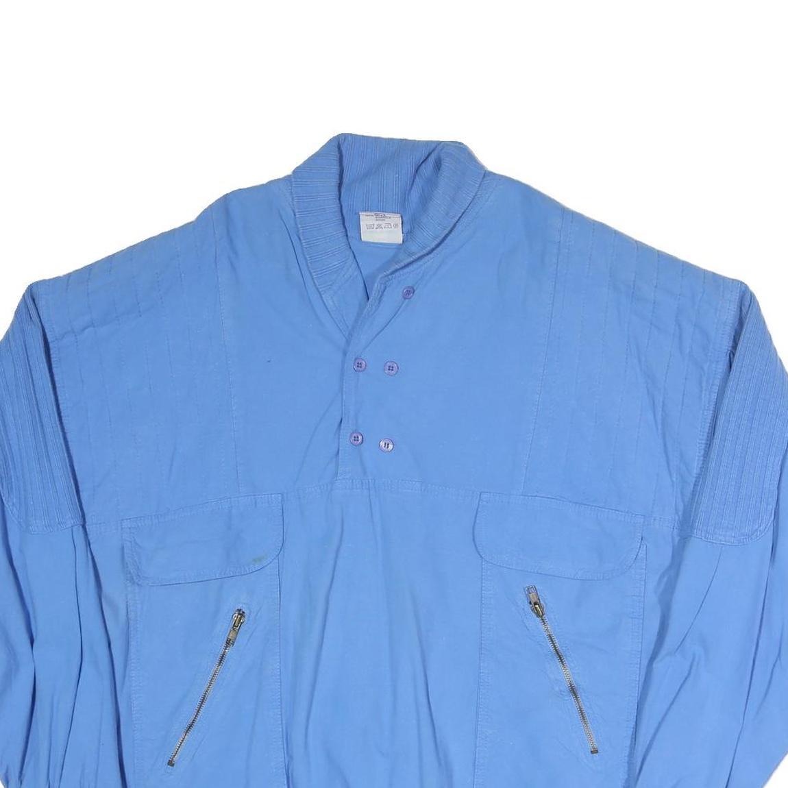 NEW FAST Mens Blue Jacket L Polyester Blend Button Closure Ribbed Collar Pockets