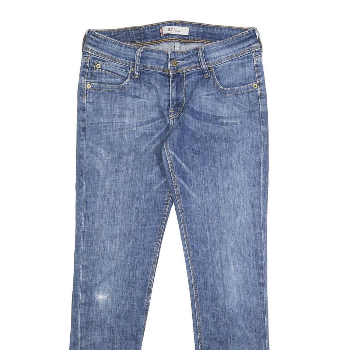 LEVI'S 571 Womens Slim Blue Denim Light W30 L28 Slim Fit Zip Jeans