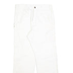 DICKIES Mens White Relaxed Straight Cotton Blend Trousers W32 L30 Workwear