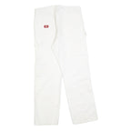 DICKIES Mens White Relaxed Straight Cotton Blend Trousers W32 L30 Workwear
