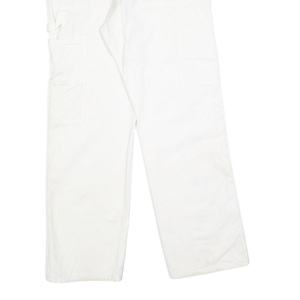 DICKIES Mens White Relaxed Straight Cotton Blend Trousers W32 L30 Workwear
