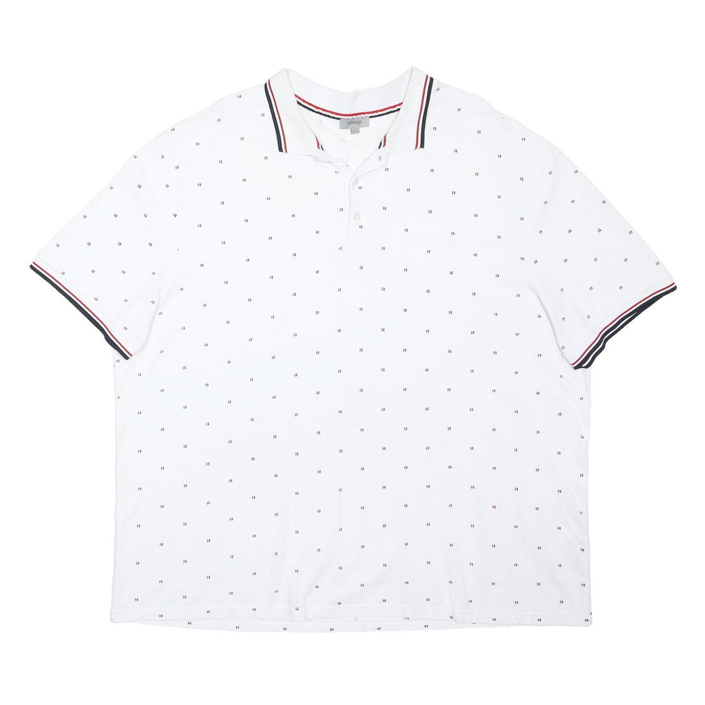 GEORGE Mens White Polo Shirt 3XL Cotton Blend Short Sleeve Small Print