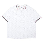 GEORGE Mens White Polo Shirt 3XL Cotton Blend Short Sleeve Small Print