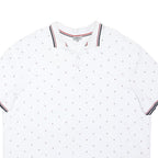GEORGE Mens White Polo Shirt 3XL Cotton Blend Short Sleeve Small Print