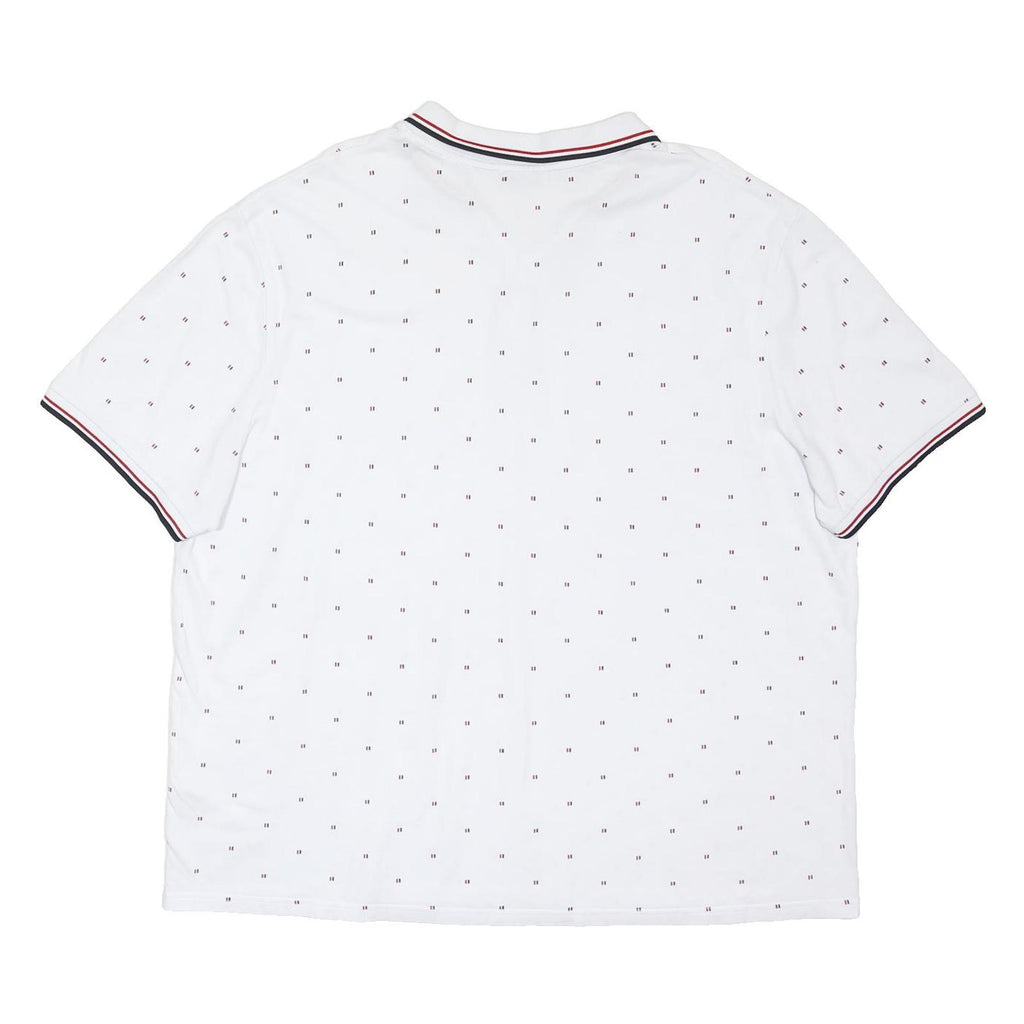 GEORGE Mens White Polo Shirt 3XL Cotton Blend Short Sleeve Small Print