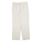 SCHILD Mens Regular White Trousers W32 L32 Classic Zip Closure Straight Leg