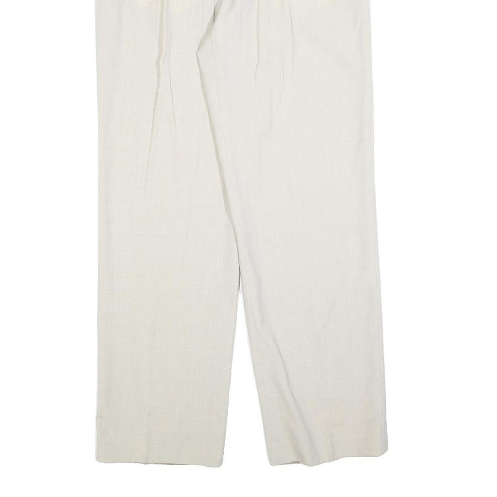 SCHILD Mens Regular White Trousers W32 L32 Classic Zip Closure Straight Leg