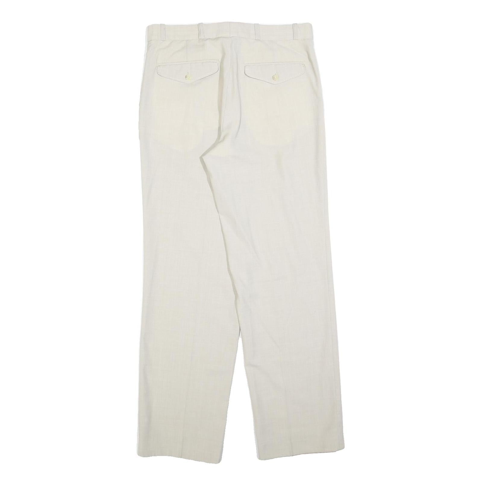 SCHILD Mens Regular White Trousers W32 L32 Classic Zip Closure Straight Leg