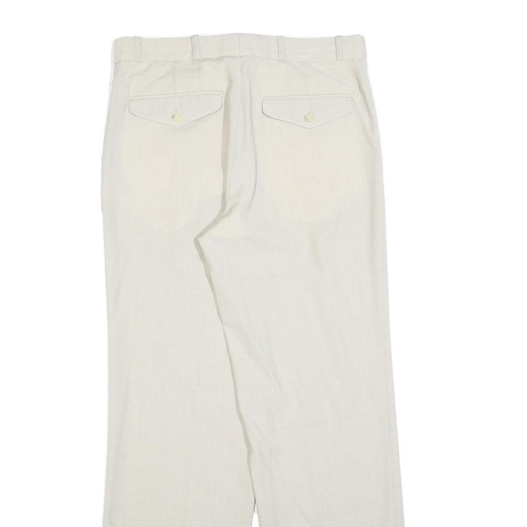 SCHILD Mens Regular White Trousers W32 L32 Classic Zip Closure Straight Leg