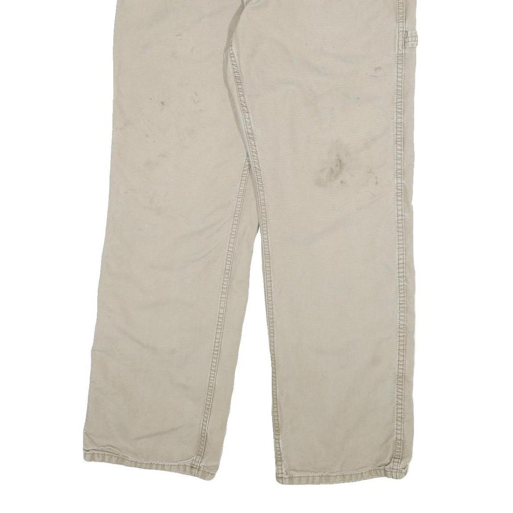 DICKIES Mens Cotton Blend Beige Regular Fit Straight Leg Trousers W34 L29