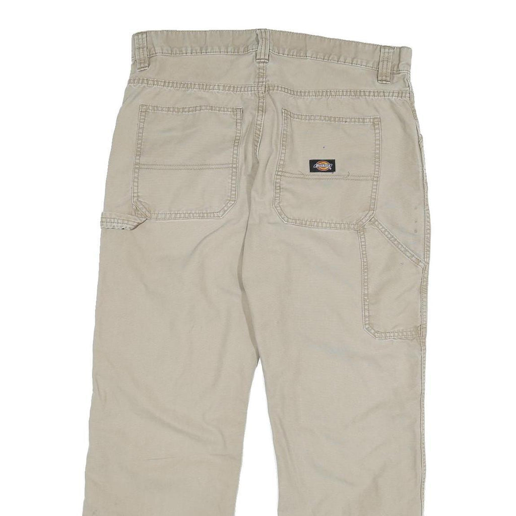 DICKIES Mens Cotton Blend Beige Regular Fit Straight Leg Trousers W34 L29