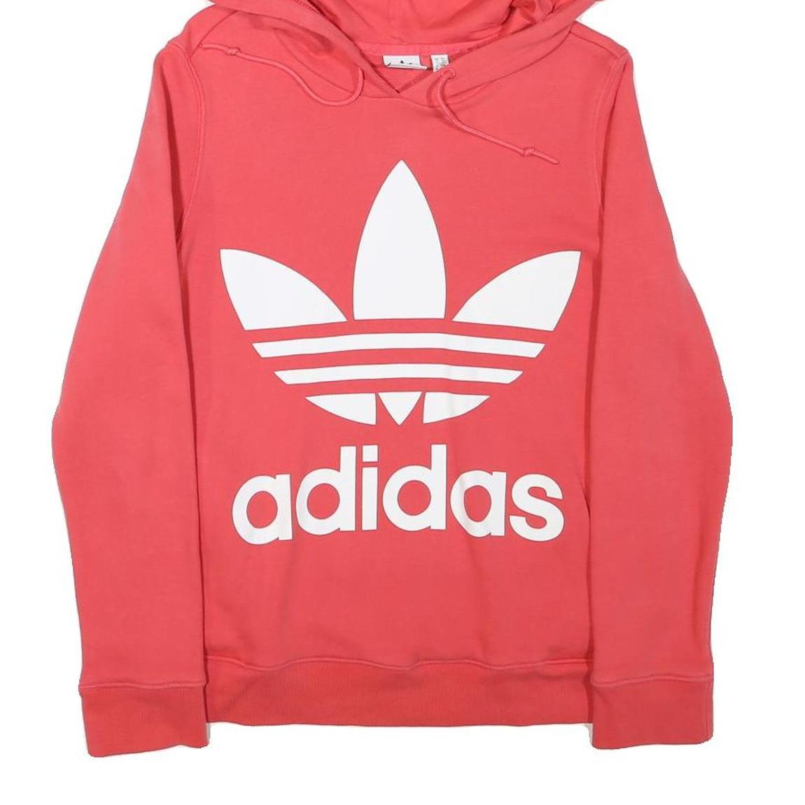 ADIDAS Womens Coral Hoodie UK 6 Cotton Blend Pullover Casual Sweatshirt