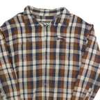 AMERICAN EAGLE Mens Brown & Blue Check Shirt XL Long Sleeve Button Closure