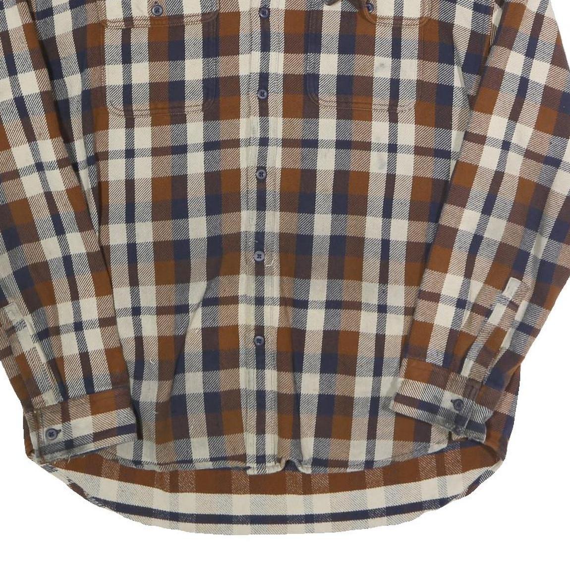 AMERICAN EAGLE Mens Brown & Blue Check Shirt XL Long Sleeve Button Closure
