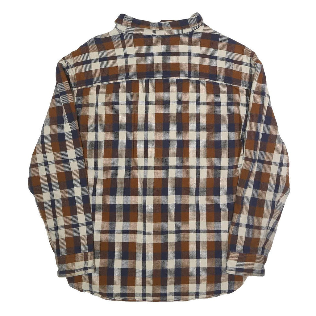 AMERICAN EAGLE Mens Brown & Blue Check Shirt XL Long Sleeve Button Closure