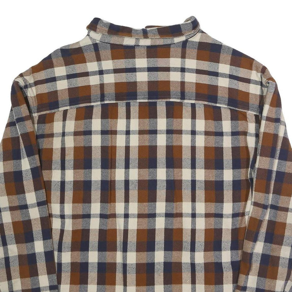 AMERICAN EAGLE Mens Brown & Blue Check Shirt XL Long Sleeve Button Closure