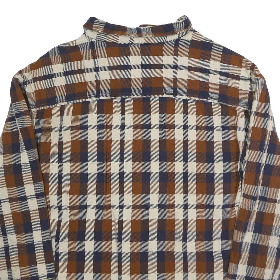 AMERICAN EAGLE Mens Brown & Blue Check Shirt XL Long Sleeve Button Closure