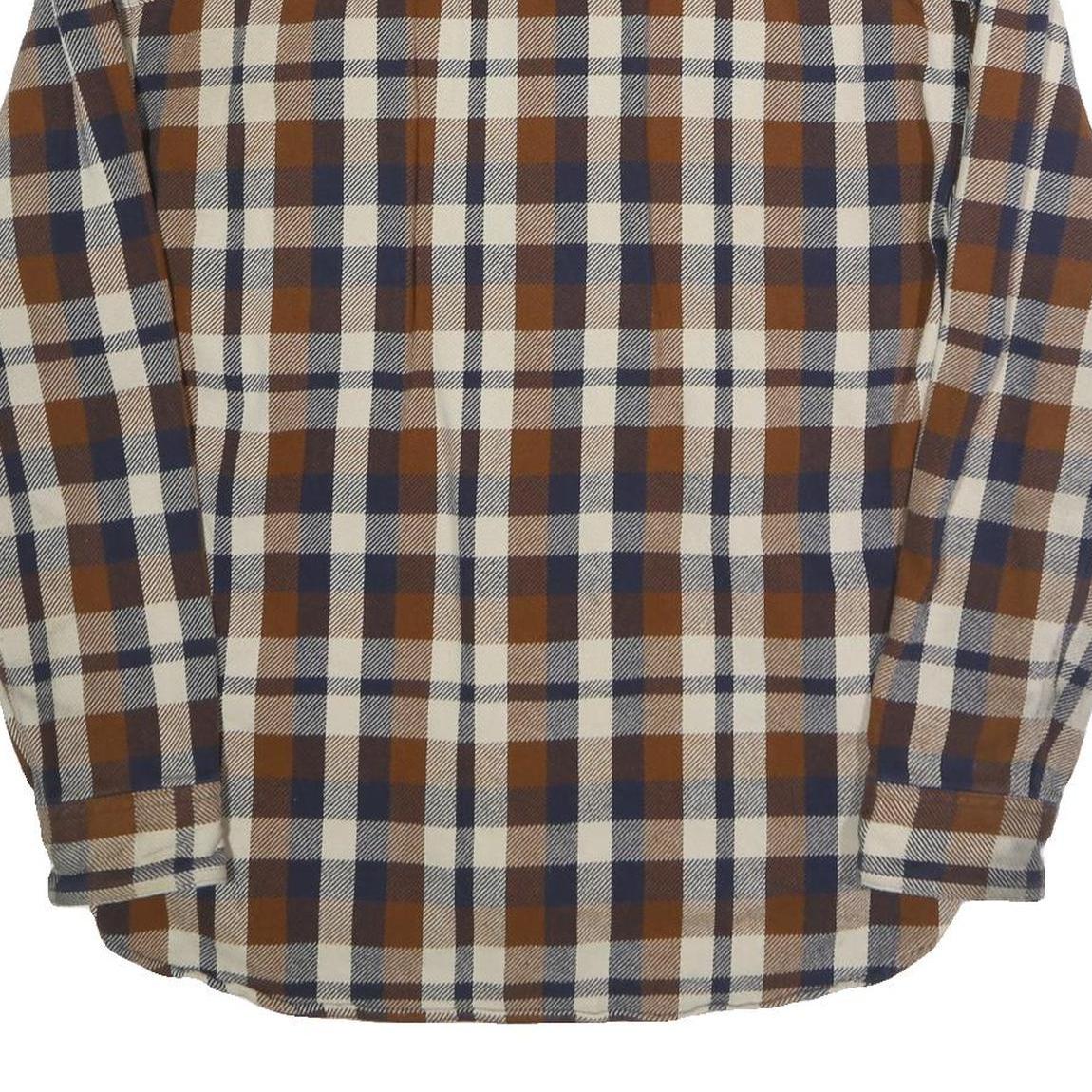 AMERICAN EAGLE Mens Brown & Blue Check Shirt XL Long Sleeve Button Closure
