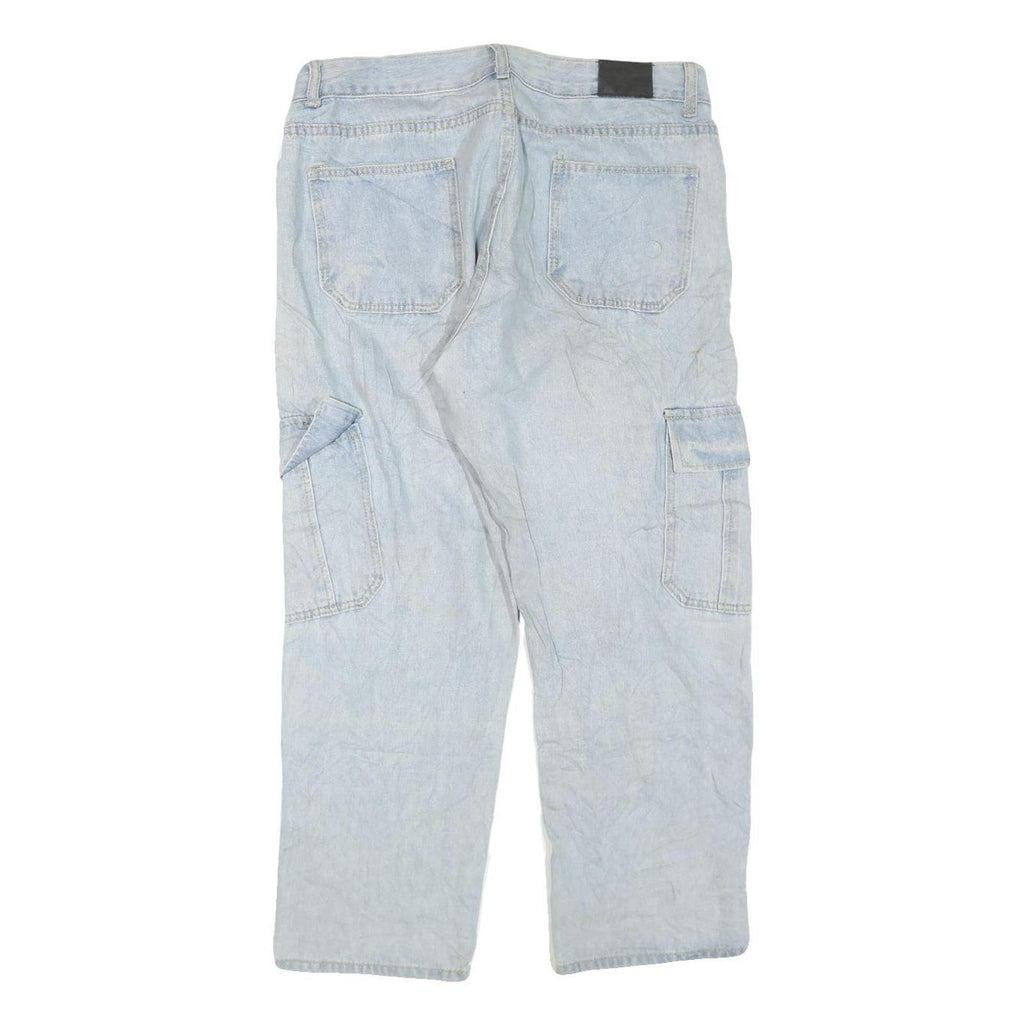 MARINA MOD Womens Light Blue Regular Jeans Denim W34 L27 Cargo Pockets Zip