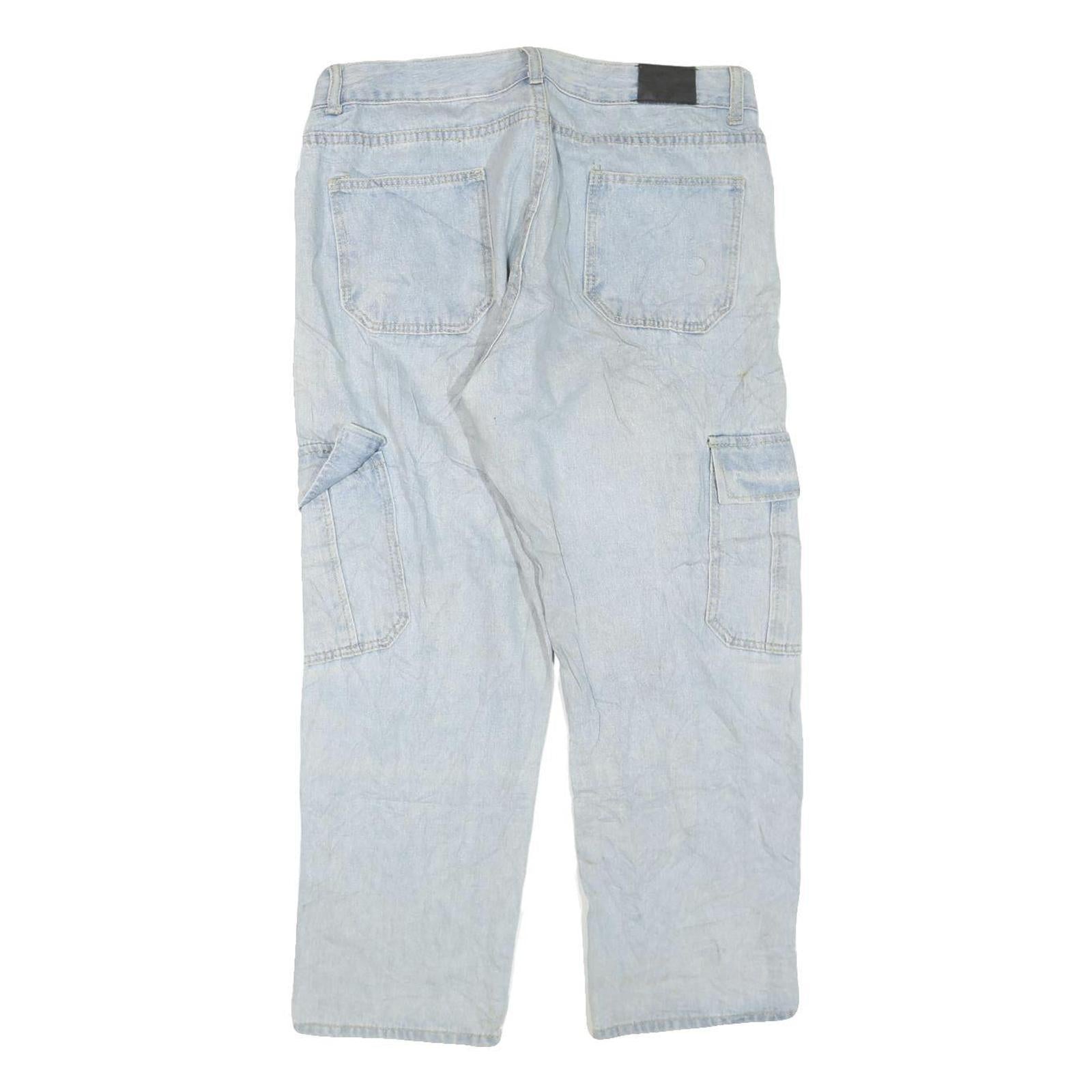 MARINA MOD Womens Light Blue Regular Jeans Denim W34 L27 Cargo Pockets Zip