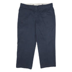 DICKIES Mens Polyester Blend Navy Blue Loose Straight Trousers W40 L30 Workwear