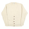 CASUAL CLUB Mens Cream Wool Cable Knit Button Up Jumper M Classic Warm