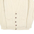 CASUAL CLUB Mens Cream Wool Cable Knit Button Up Jumper M Classic Warm