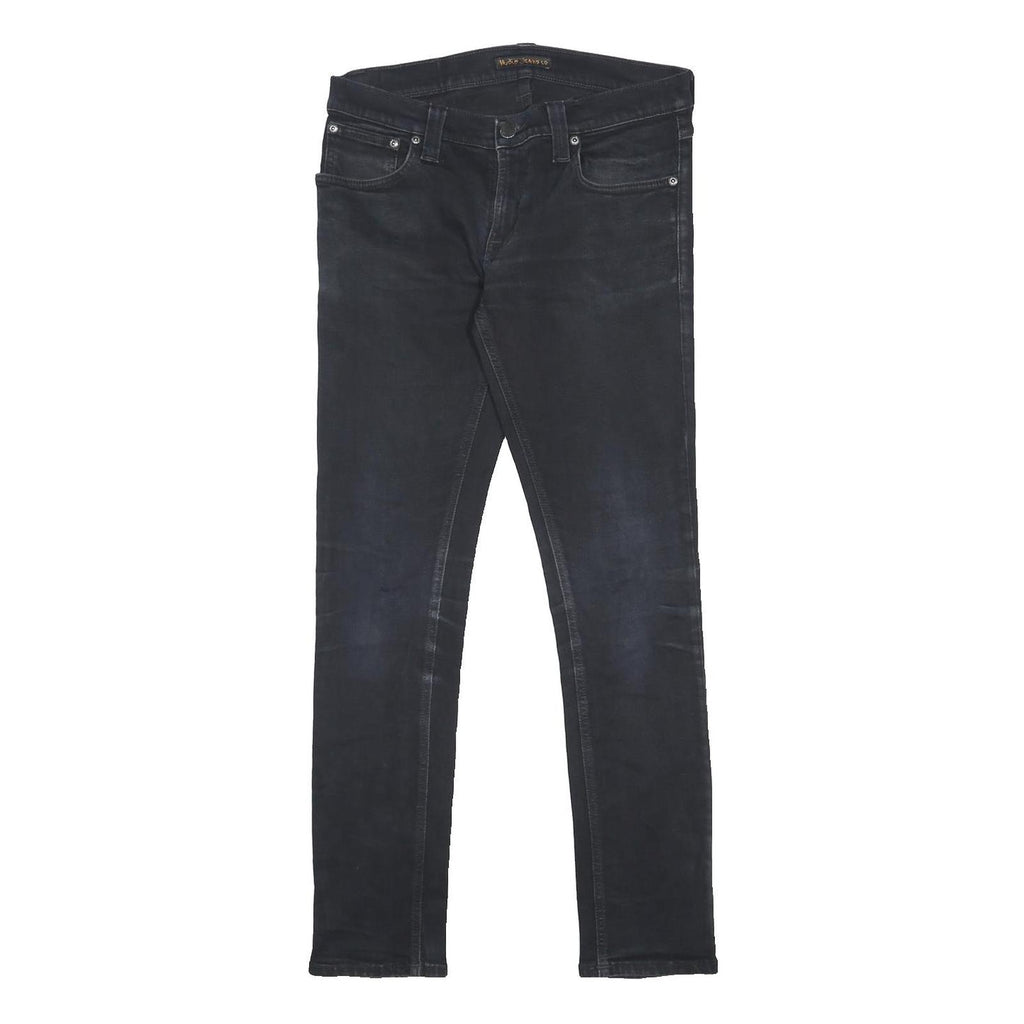 NUDIE JEANS Mens Slim Skinny Denim Dark W30 L30 Cotton Blend Zip Pockets