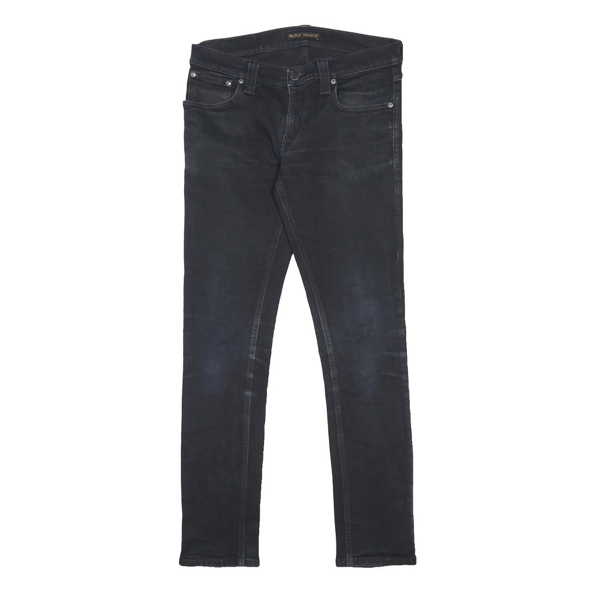 NUDIE JEANS Mens Slim Skinny Denim Dark W30 L30 Cotton Blend Zip Pockets
