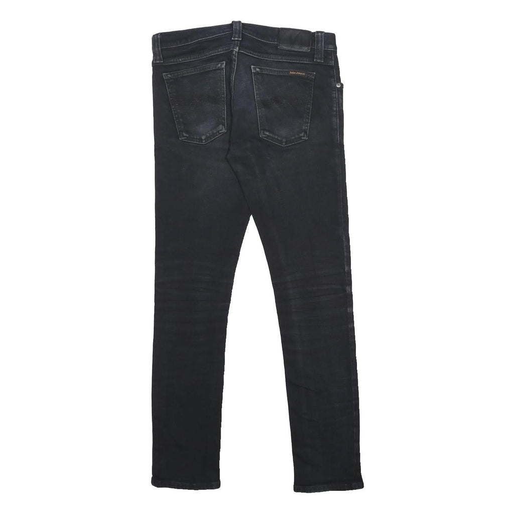 NUDIE JEANS Mens Slim Skinny Denim Dark W30 L30 Cotton Blend Zip Pockets
